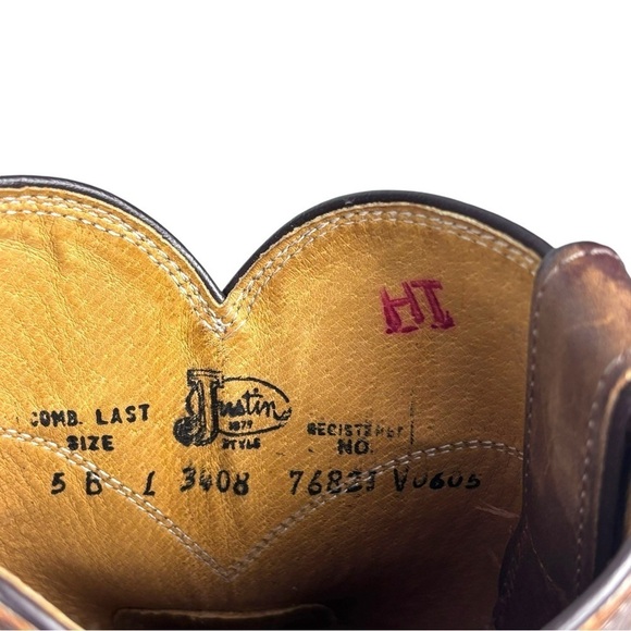 JUSTIN L 3408 ROPER COWHIDE LEATHER BROWN BARN CLASSIC COWBOY WORK BOOT - Picture 12 of 13